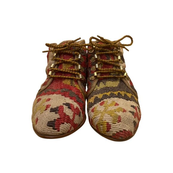 Akkijim Women’s Multicolor Ethnic Handmade Kilim Leather Ankle Boots Size 8 - Picture 2 of 9